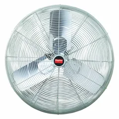 This Dayton fan head is a standard industrial unit with a 30-inch blade diameter, powered by a 1/2 hp motor operating on 115V AC single-phase. It offers two speeds and oscillating capability for broad air distribution. Suitable for general-purpose air movement in commercial and industrial facilities such as workshops and warehouses.