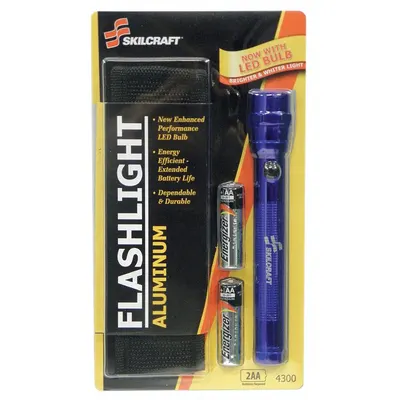 ABILITY ONE Flashlight: 60 lm, 1.5 hr Run Time at Max. Brightness, 1 Light Output, Blue - Flashlights