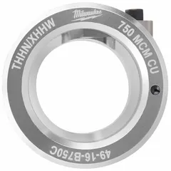 Copper stripping bushing for THHN/XHHW wire up to 750 MCM maximum. Designed for use with MILWAUKEE models 2435-20 and 2935-20. Enables clean stripping of large-gauge copper conductors in industrial electrical installations.
