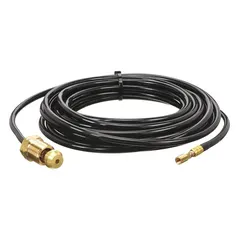 TIG power cable, 25-foot length, one-piece construction with vinyl jacket. Connects welding power source to torch for TIG welding operations in fabrication and repair settings.