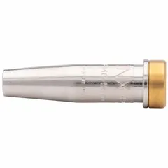 This Size 1 cutting tip is designed for handheld torches and is compatible with propane and natural gas. It provides a 1-inch cutting capacity for general purpose cutting applications in metal fabrication, maintenance, and repair.