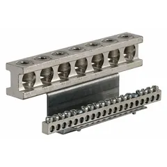 Aluminum panelboard ground bar kit for use with Square D circuit breaker power distribution panelboards. Provides a dedicated grounding point for bonding equipment grounding conductors in electrical installations.
