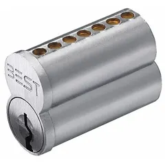 Small Format Interchangeable Core (SFIC) cylinder for cylindrical lock assemblies. Chrome finish, TD keyway, 7-pin configuration. Enables quick rekeying without removing the core from the lock.