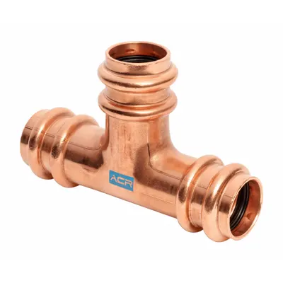 STREAMLINE Crimp Tee Fitting: Tee, Press-fit x Press-fit x Press-fit x Press-fit - Refrigeration Copper & Bronze Press Tube Fittings