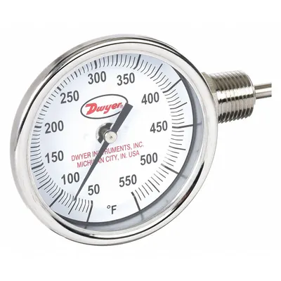 Dwyer BTLR36071 Fixed-Angle Thread-Mount Dial Thermometer - Side- & Bottom-Mount Fixed-Angle Thread-Mount Dial Thermometers