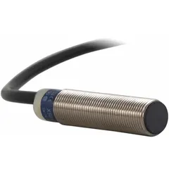 Shielded cylindrical inductive proximity sensor with non-terminated cable and PNP output. Operates on 12-48V DC supply. Used for non-contact detection of metal objects in industrial automation, such as position sensing, presence detection, and counting in manufacturing, packaging, and material handling systems.