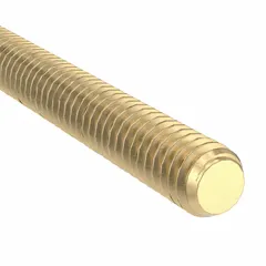 Brass fully-threaded rod with Acme thread profile, 5/8"-8 thread size, 6 ft length, plain finish. Used in linear motion applications such as lead screws for machine tools, actuators, and positioning systems.