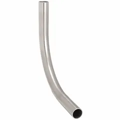 This 90-degree elbow is made from 304 stainless steel for corrosion resistance. It has a 3/4 in trade size and an overall length of 7 3/8 in. Used in industrial piping systems to change flow direction by 90 degrees.
