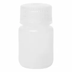 Polypropylene Wide Mouth Round Lab Bottle, 30 mL, Colorless, Unlined Closure