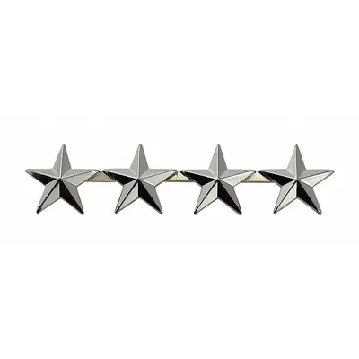 HEROS PRIDE Metal Rank Insignia: (4) Stars, 5/8 in, Silver, Metal, Clutch Pin, Rank Insignia - Metallic Insignia