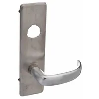 This mechanical exit device trim is constructed of stainless steel with a lever outside trim and lever exit device style. It is ADA compliant and suitable for doors up to 48 inches wide. Commonly used on exit push bars in commercial openings requiring lever operation