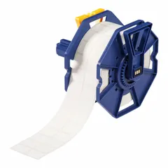 This precut label roll features an acrylic permanent adhesive and an inkjet print-receptive surface. Each label measures 3/4 in x 1 in, with 1,000 labels per roll. Compatible with the J7300 printer series. Suitable for industrial labeling applications such as asset tags, cable markers, and safety labels.