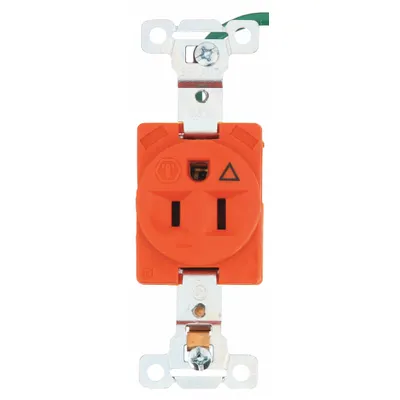 BRYANT Receptacle: Single, 5-15, Orange, 125V AC, 15 A, 2 Pole / 3 Wire (MPN 5261IG) - General Purpose Receptacles