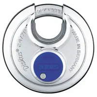 ABUS Padlock: Stainless Steel, Unfinished, Silver, Covered Shackle, Stainless Steel, Diskus 24IB (MPN 24IB/70 MK KD)