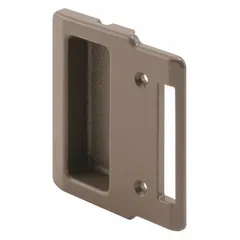 This sliding handle is designed for use with screen doors. It features a gray, unfinished finish and measures 3-3/8 inches in height and 3-5/16 inches in length. The handle operates a sliding mechanism to open and close the door from the interior side.