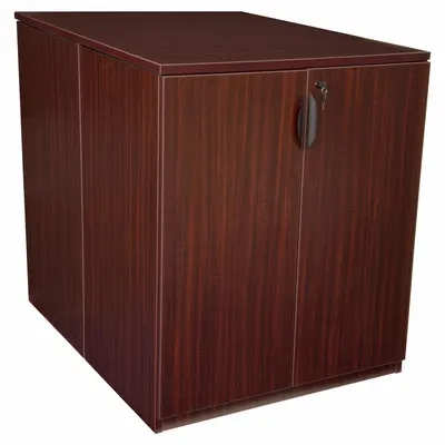REGENCY Office Desk: Melamine, Mahogany, 0 Pedestals, 2 Drawers, 36 in Overall Wd - Counter-Height Desks