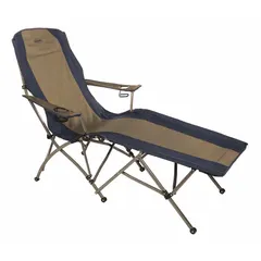 This steel folding chair is designed for portable seating at campsites, outdoor events, and temporary gatherings. It collapses for compact storage and transport, and includes a carry bag. Overall height is 46 inches, overall length is 64 inches.