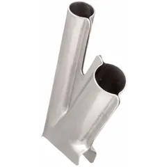 This welding tip is used for plastic welding applications. It attaches to a compatible hot-air welding tool to direct heat and feed filler rod into plastic joints, enabling repairs or fabrication on thermoplastic materials such as polyethylene or polypropylene.