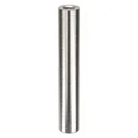 Round aluminum standoff with female threads on both ends. Plain finish. Overall length 1-1/2 inches. Used for spacing and mounting panels, circuit boards, or components in assemblies requiring lightweight support and corrosion resistance. Supplied in a pack of 10