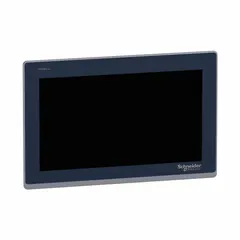 15-inch TFT color LCD HMI with resistive touch technology, operating on 24V DC power. Designed for machine operator interface and process visualization in industrial automation, supporting Uni-Telway communication for data exchange with PLCs and controllers.