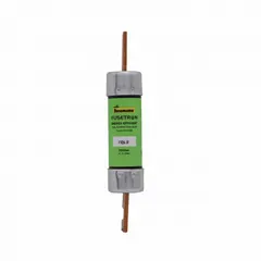 The BUSSMANN FRN-R-80 is a Class RK5 time-delay blade fuse from the FRN-R Series, rated 80 A at 250 V AC and 125 V DC. It is non-indicating and designed for overcurrent protection in circuits with inductive loads such as motors and transformers, where its time-delay characteristic accommodates inrush currents without nuisance opening.