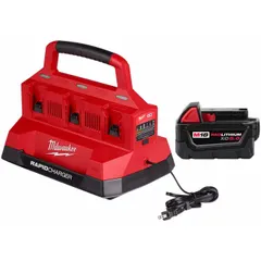This set includes an 18V DC, 5 Ah battery and a charger, designed to power the M18 cordless tool platform. Suitable for heavy-duty construction, maintenance, and industrial applications requiring reliable 18V power. The charger enables continuous tool use on job sites.