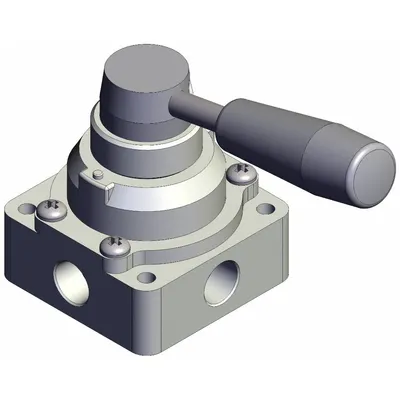 SMC Hand Valve: VH Series, Lever Actuator, 1/4 in BSPT, Side-Ported Body - VH Series Manual Air Control Valves