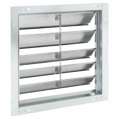 Dayton 21"H-W 6"L Aluminum Wall Backdraft Dampr: For 18 in Fan, Single Panel, 21 in H - Wall-Mount Backdraft Dampers