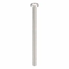 Pan head machine screw with M3x0.50 thread, 50 mm length, made from 18-8 stainless steel with plain finish. Features a Phillips drive with #1 drive size. Commonly used in general assembly, electronics, and light machinery where a low-profile head is required. Sold in packs of 50.
