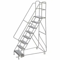 BALLYMORE Rolling Ladder: 6.7 ft Platform Ht, Assembled, Aluminum, Manual Lock, Perforated (MPN WLAR108246)
