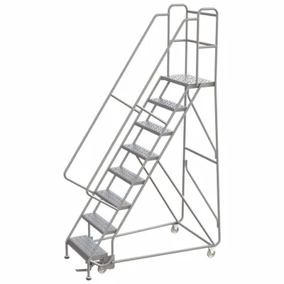 BALLYMORE Rolling Ladder: 6.7 ft Platform Ht, Assembled, Aluminum, Manual Lock - Aluminum Manual-Lock Ladders