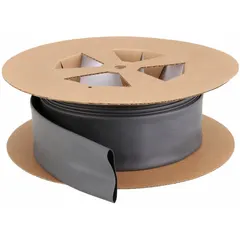 This 3M heat shrink tubing has a 1-inch inner diameter before shrinking and 0.5-inch after, with a 2:1 shrink ratio. It is black, 100 feet long, and sold as a 3-pack. Used to insulate and protect electrical wires, cables, and connections from moisture, abrasion, and environmental damage.
