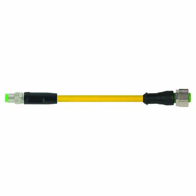 MURRELEKTRONIK M12 x M8 Cordset with PUR Jacket, 0.6 m, Yellow - M12 x M8 Cordsets with PUR Jacket for Twisting Applications