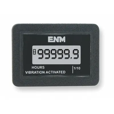 ENM Hour Meter: Hour Meters, Front Panel Mounting, Digital, 2 1/8 in x 1 3/8 in