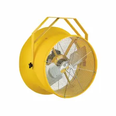 This axial fan features a 22-inch duct diameter and a 1/2 hp motor operating at 1,725 RPM. It is designed for high-volume air movement in industrial ventilation and confined-space applications. The fan operates on 120/240 V AC and includes a motor mount.