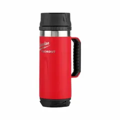 Red insulated stainless steel water bottle with 18 oz capacity. Overall height 9 in, diameter 3 1/8 in. Suitable for keeping beverages at temperature in industrial work environments.