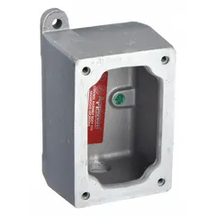 This 1-gang hazardous location electrical box is made of iron with a dead end hub type. It has a 1/2 in hub size and an overall height of 6 13/16 in. Suitable for housing electrical connections in classified areas where explosive atmospheres may be present.