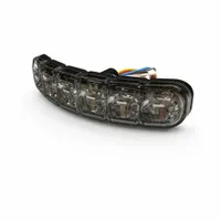 Rectangular LED warning light for vehicle perimeter visibility. Operates on 12-24V DC with 69 selectable flash patterns. Includes two-bolt bezel and blunt cut wires for electrical connection. Suitable for service trucks, utility vehicles, and construction equipment to alert nearby personnel and traffic