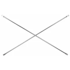 Steel cross brace designed for scaffolding systems. Provides lateral support to stabilize structures. Compatible with BIL-JAX model 0012-202-7. Silver finish.