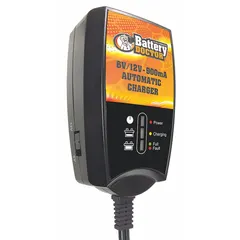 This mounted automatic float charger delivers 0.9 A at 12V for charging and maintaining deep-cycle batteries. It includes a 12 ft cable and operates in float mode for continuous battery maintenance. Suitable for applications such as marine, RV, and solar systems where batteries require steady float charging without overcharging.