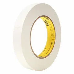 3M 256 Flatback Tape is a white paper tape with a rubber adhesive, 6.7 mil thick, 3/4 in wide, and 60 yd long. Designed for indoor use on yarn surfaces, it provides secure holding and splicing in textile and manufacturing applications.