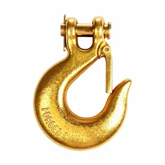 This slip-hook is designed for general-purpose lifting and rigging applications. Constructed from alloy steel with a Grade 70 rating and a material thickness of 1-1/4 inches, it attaches to chains or straps to secure and lift heavy loads in industrial material handling tasks.