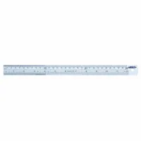 INSIZE Steel Rule: 7110-300, 12 in / 300 mm, 0.04 in Thick, Clear, Black, Rigid, Square Edge, Pouch