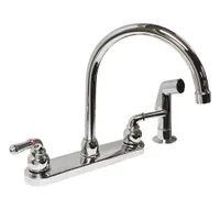 DOMINION FAUCETS Gooseneck Kitchen Faucet: Gold, Cast Brass, Widespread, Deck, 3 Mounting Holes (MPN 77-6105)