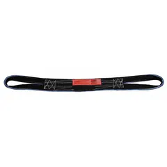 This 2-ply polyester web sling features a reverse-eye design for secure attachment. With a 6 ft sling length, 4 in width, and 12 in eye length, it is suitable for lifting and rigging loads in industrial settings. The abrasion-resistant construction provides durability during material handling operations.