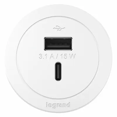 LEGRAND Furniture Power Outlet: 0 Outlets, 10 ft Cord Lg, White, Non-NEMA, 2 in Wd - Furniture Power Strips