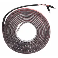 Flat white LED strip light for surface mounting. Operates on 12.8V DC with blunt cut leads for electrical connection. IP68 rated for use in damp or dusty environments. Provides up to 1,600 lumens for task or accent lighting in industrial, marine, or commercial settings
