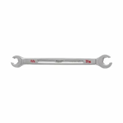 MILWAUKEE 45-96-8301 SAE Double End Flare Nut Wrench, 3/8 in x 7/16 in - SAE, Double End, Standard-Head, 6-Point Flare Nut Wrenches