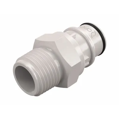 CPC Quick Connection Coupling: Straight, 1/2 in Pipe Size, Quick-Disconnect Coupler x NPT - Polysulfone Quick-Disconnect Tube Fittings