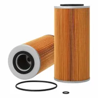Cartridge fuel filter with cellulose media. Outside diameter 5 in, inside diameter 2 3/16 in, overall length 10 13/16 in. Used in diesel fuel systems of heavy-duty equipment and vehicles to remove contaminants